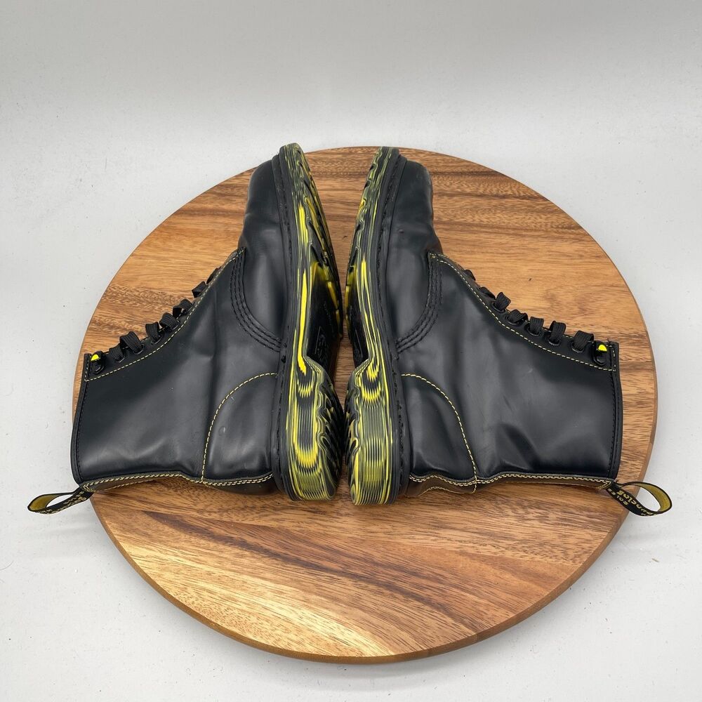 Dr. Martens 1460 8-Eye Boots Womens Size 7 Black Lava Yellow Combat Smooth - Picture 6 of 9